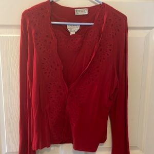 Talbots Italian yarn collection red sweater set